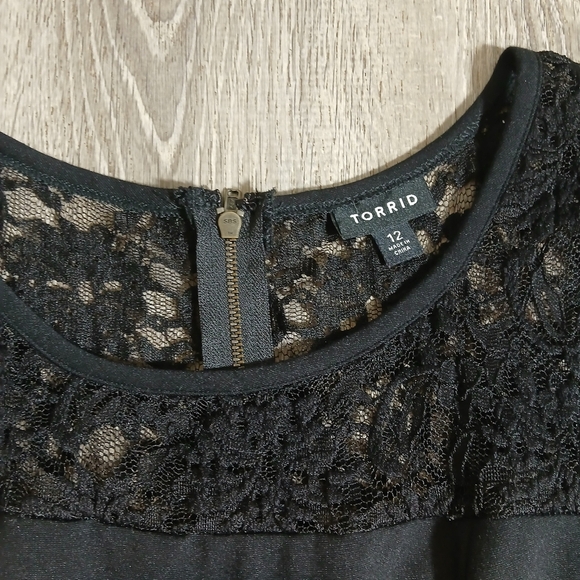Torrid Elegant Black Lace Trim Dress Size12 Sleevless - Picture 3 of 6